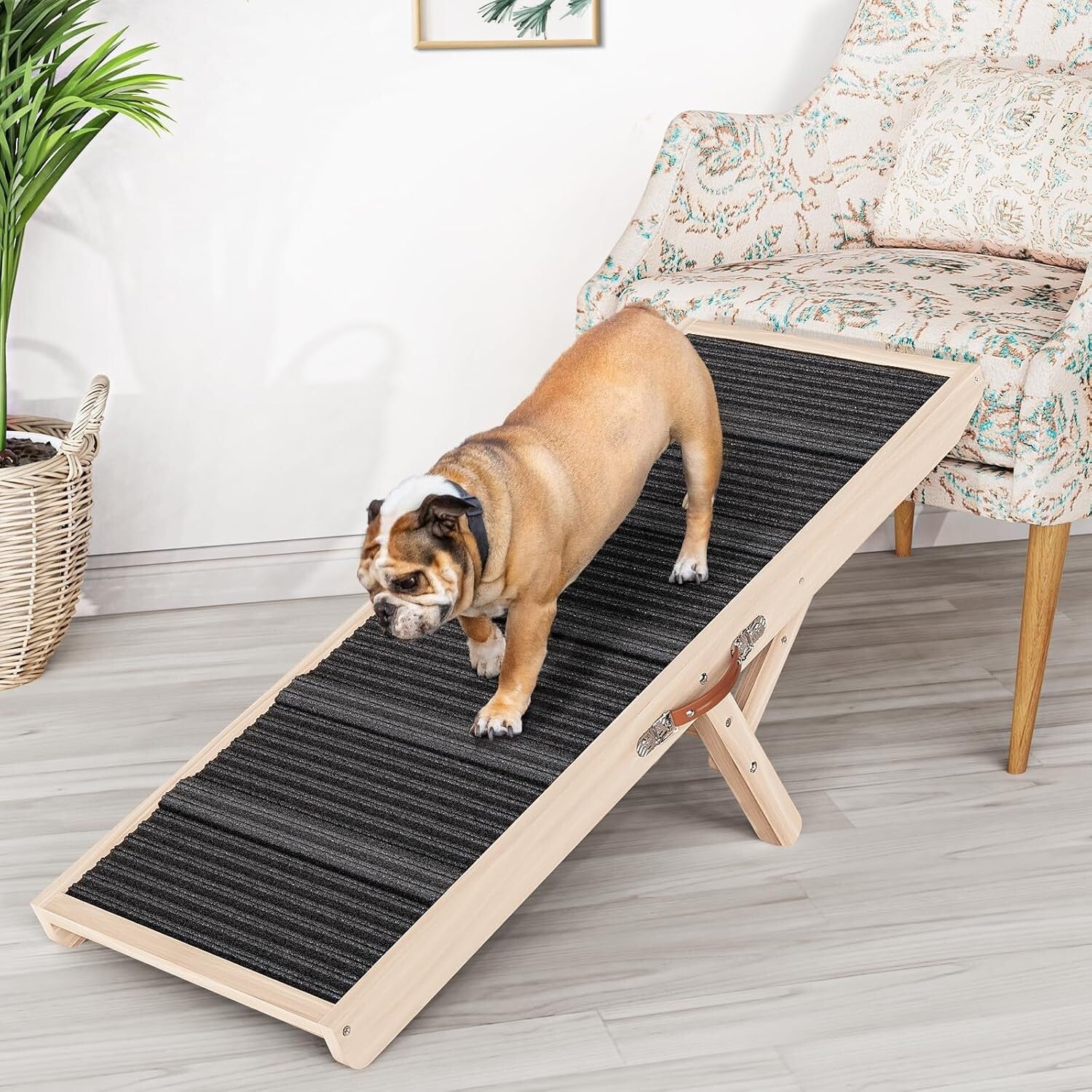 Wooden Dog Ramp for Couch 39.37" Long Adjustable, Pets up to  up to 150lb (1064)0