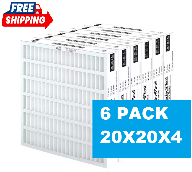American Air Filter Flanders AC Furnace Air Filters 20x20x4  179-411-700, 6 pack0