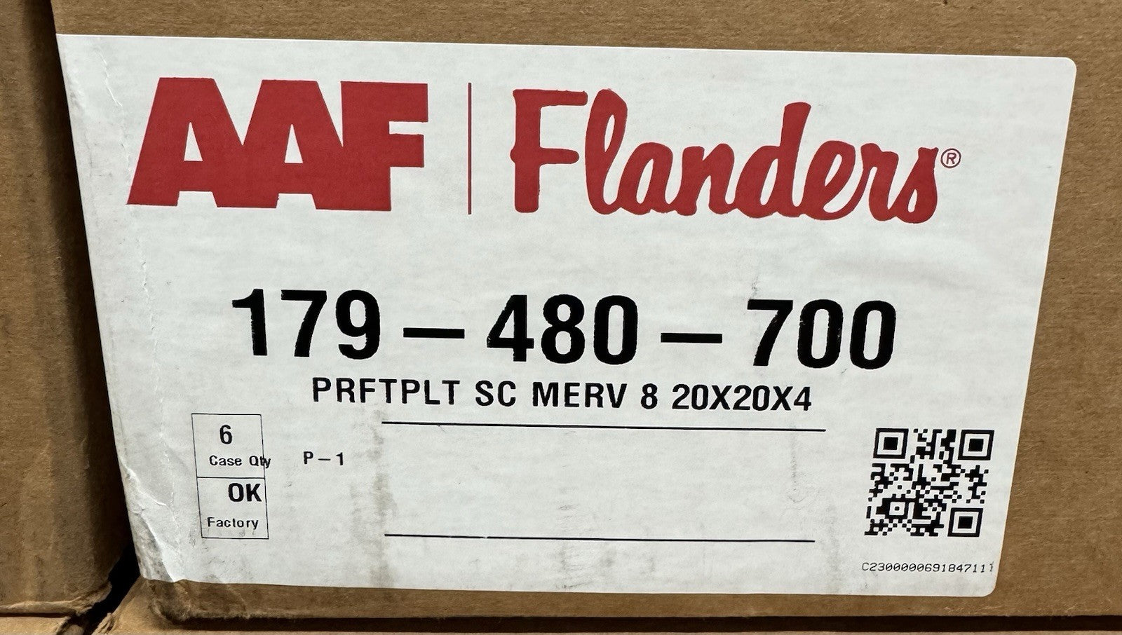 American Air Filter Flanders AC Furnace Air Filters 20x20x4  179-411-700, 6 pack1