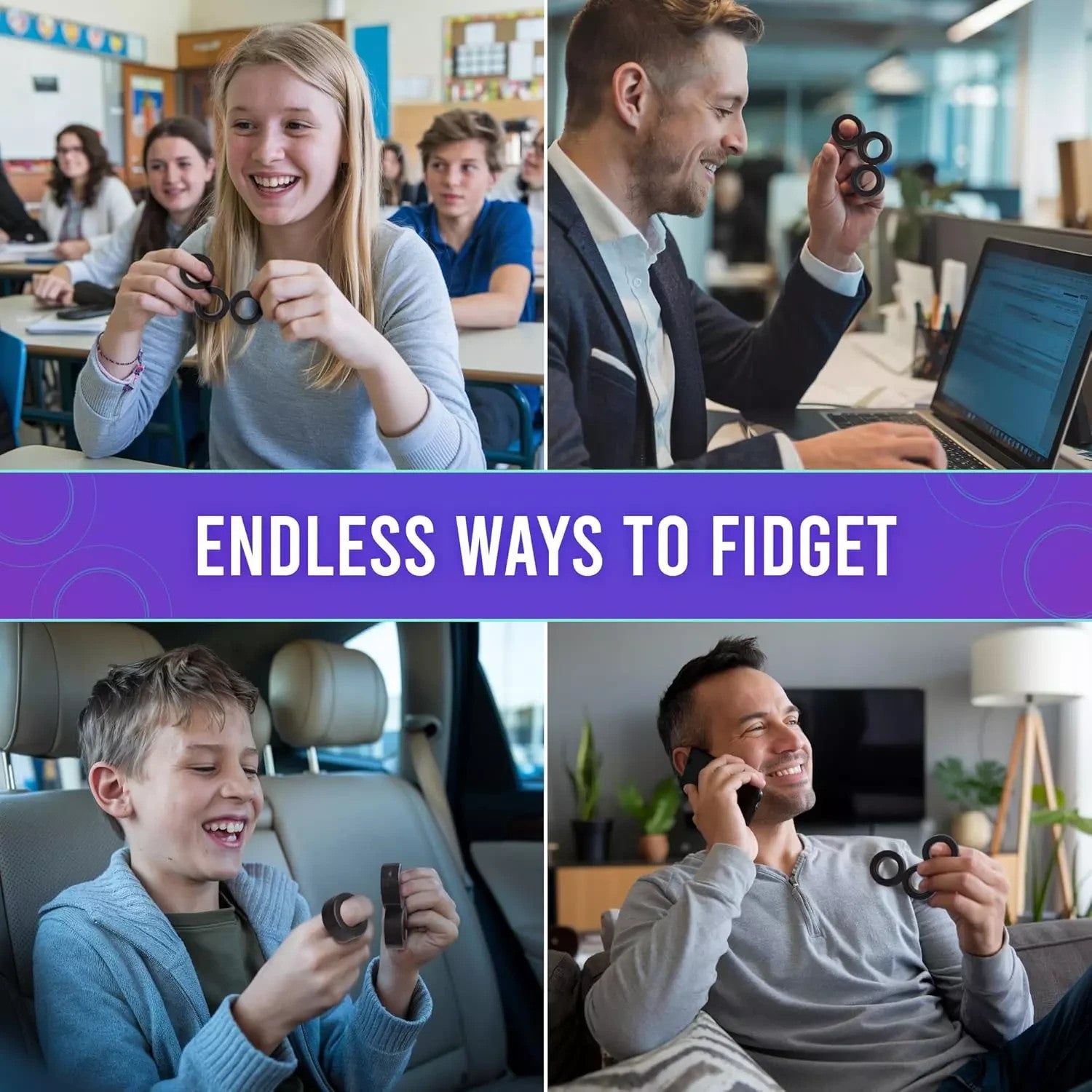 Magnetic Spinner Anxiety Fidget Rings for Adults Engaging Stress Relief Toy2