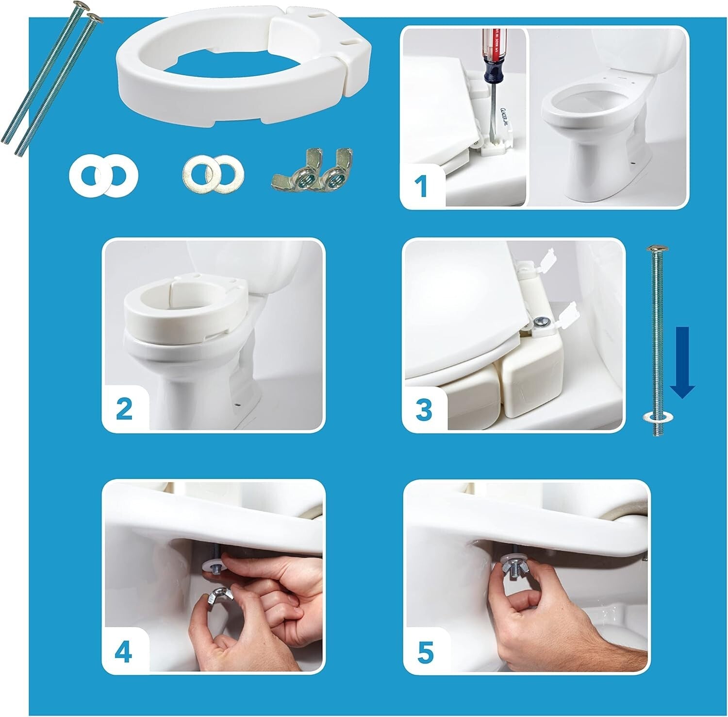 Carex Elongated Hinged Toilet Seat Riser Adds 3.5 Inches Height to Toilet (1997)3